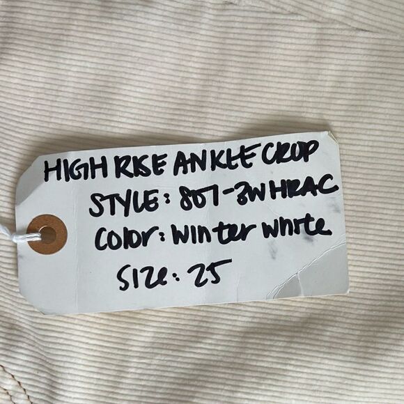 Re/Done Corduroy Stretch High Rise Ankle Crop in Winter White. Size 25. NWT! - Picture 12 of 15